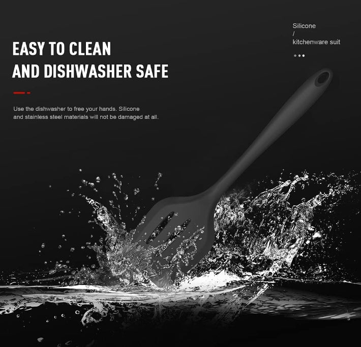 Silicone Cooking Utensils Set Heat Resistant 446°F BPA Free Kitchen Tools Turner Tongs Spatula Spoon Brush Whisk for Nonstick Cookware Dishwasher Safe