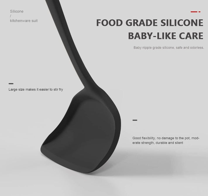 Silicone Cooking Utensils Set Heat Resistant 446°F BPA Free Kitchen Tools Turner Tongs Spatula Spoon Brush Whisk for Nonstick Cookware Dishwasher Safe