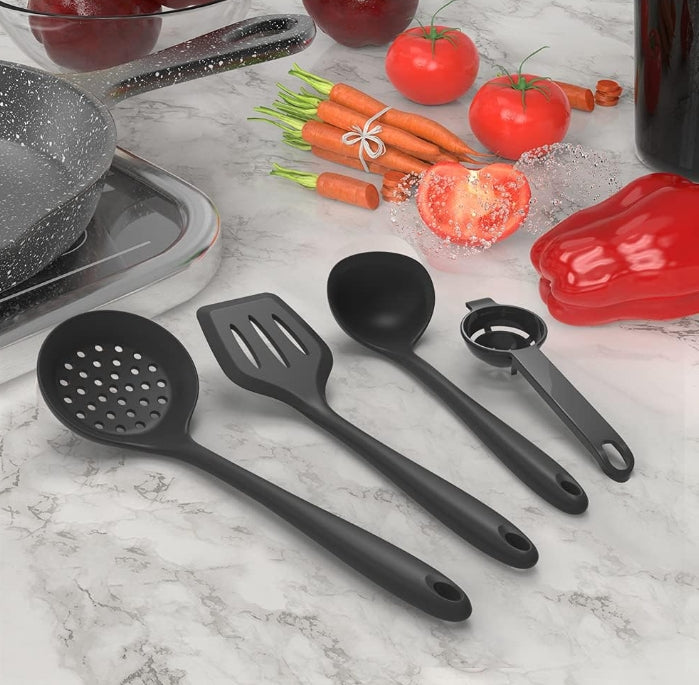 Silicone Cooking Utensils Set Heat Resistant 446°F BPA Free Kitchen Tools Turner Tongs Spatula Spoon Brush Whisk for Nonstick Cookware Dishwasher Safe